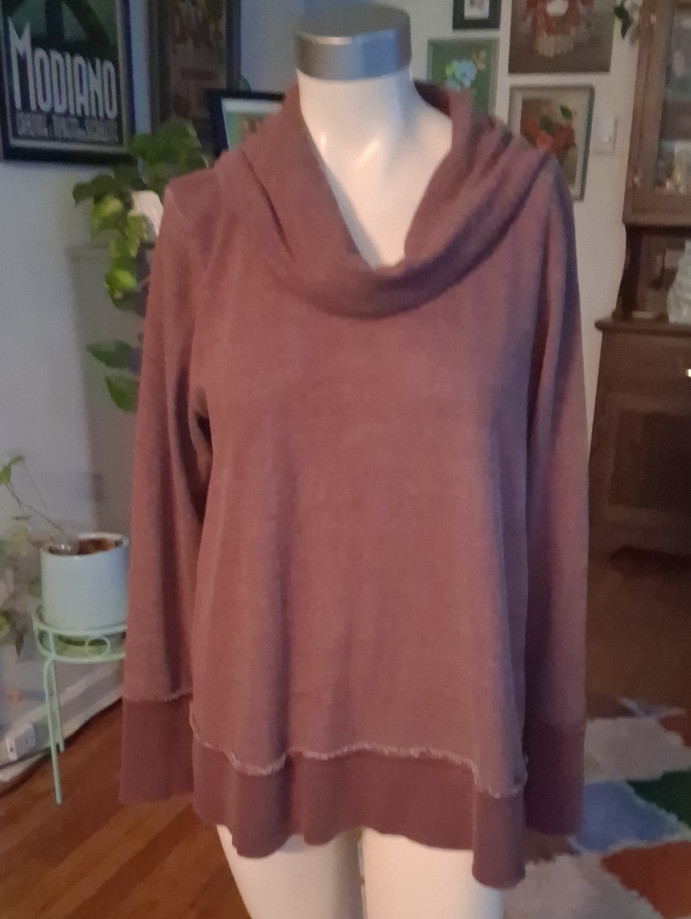 Cozy Mauve Cowl-Neck Sweatshirt